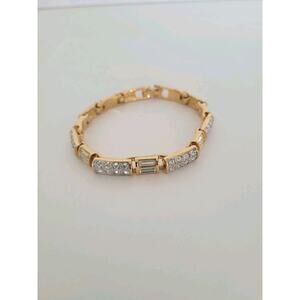 M01-k004 SWAROVSKI Rhinestone GP bracelet gold White Gam